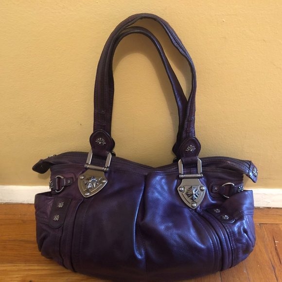 B Makowsky soft purple (eggplant) leather shoulder bag - Picture 1 of 8